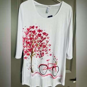 MAC & BELLE  new with tag Tunic graphic bike print casual blouse size L